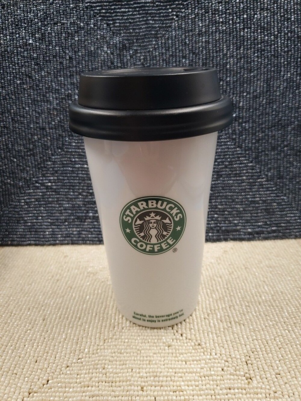 2009 Starbucks Coffee Double Wall Ceramic Travel Tumbler w/Locking Lid 12 oz